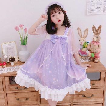 Victorian Style Purple Flower Dress for Girls