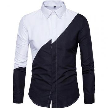 Slim-Fit Herren Langhülse Formal Casual Bluse Outfit