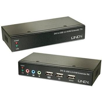 Lindy Cat.6 KVM Extender Classic DVI USB, KVM Switch, Schwarz