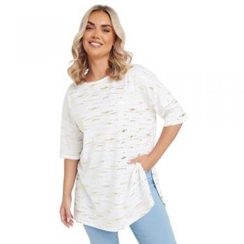 Top Détail Foil Courbé Yours 50 en Blanc
