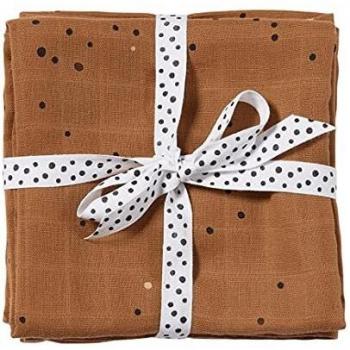 Done by Deer Pucktuch Set Dreamy Dots 120 x 120 cm Senf/Braun