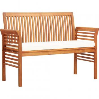 Banc de jardin 120cm avec coussin en bois d'acacia