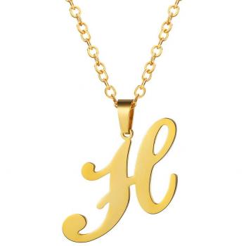 Collier Femme en Or Jaune 18K avec Pendentif H