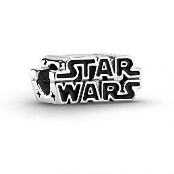 PANDORA Charm de Plata de Ley con Logo de Star Wars SITH y Esmalte Negro