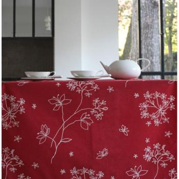 Nappe enduite carrée 160x160cm rouge Fleur de Soleil