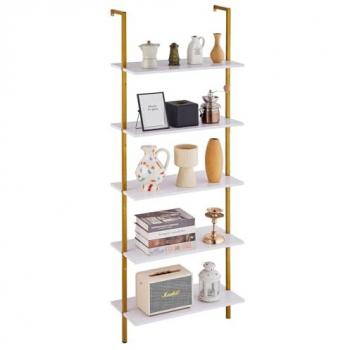Étagère Industrielle VEVOR – Forme de Tuyau 5 Niveaux 61 × 30,5 cm Doré-Blanc