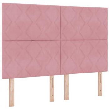 Samt Boxspringbett 160x200 cm Rosa mit Matratze