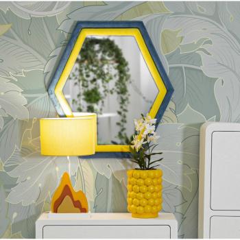 Specchiera Decorativa Vagienna Blu e Giallo 75x4 H80 cm