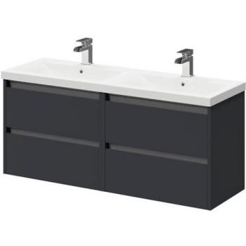 4 Drawer Gloss Grey Vanity Unit with Double Basin