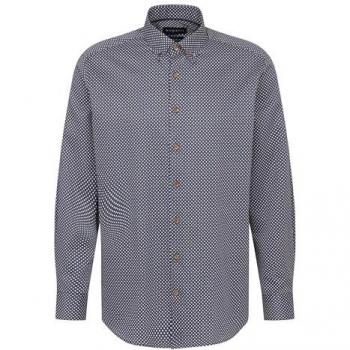 Langarmhemd BUGATTI Gr. XXL, Normalgrößen, blau (petrol), Herren, 100% Baumwolle