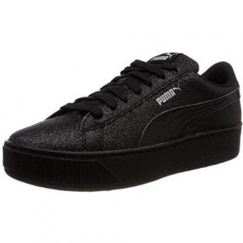 Puma Vikky Platform Glitz Jr, Sneakers Basses pour Femmes, Noir Black, Pointure 38 EU