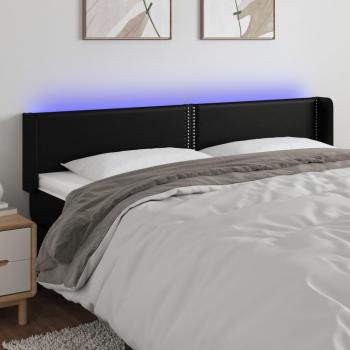 Cabecero de cuero sintético negro con LED 203x16x78/88 cm
