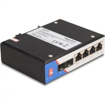 DeLOCK Switch Ethernet 4xRJ45 2xSFP per guida top-hat