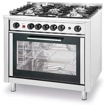 Edelstahl-Gaskocher HENDI – 5‑Flammen plus Backofen