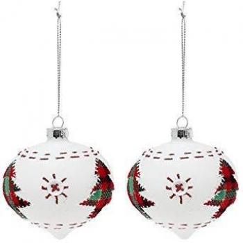 Paire de boules de Noël en verre clair – 8 cm