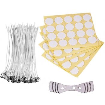 100PCS Candle Wicks for Soy and Beeswax with Stickers and Centering Device