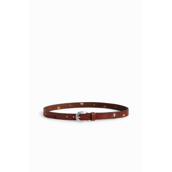 Cinturón de Piel Cow Marrón Bordado 95