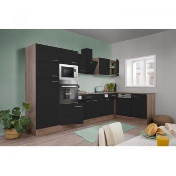 Angle cuisine chêne York noir Oliver 340x172 cm Respekta