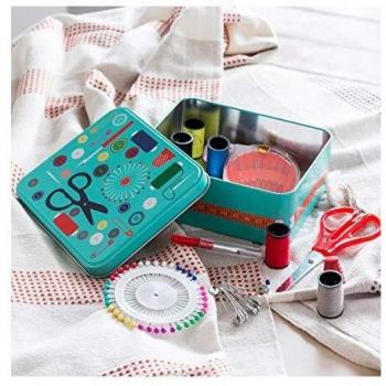 Classic Metal Sewing Box with Comprehensive Sewing Tools