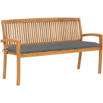 Banc Teck 159 cm – Empilable, Coussin VidaXL