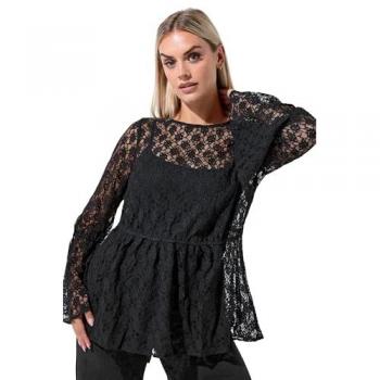 Yours Curve – Limitierte Lace‑Flare-Sleeve Blouse
