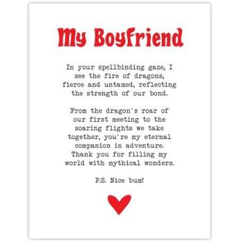 Artery8 Role Play Game Love Poem Art for Nerd Boyfriends – White Poster (12x16)