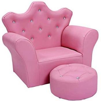 Sedia Rosa con Braccioli e Poggiapiedi