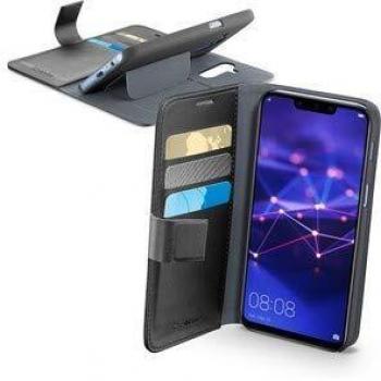 Protezione Completa per Huawei Mate 20 Lite, Custodia Book Style Mate 20 Lite, Flip Case con Slot per Schede e Chiusura Magnatica in Pelle e Tessuto, Nero