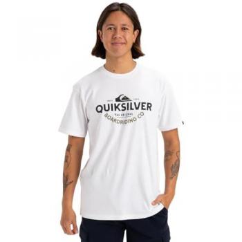 T‑shirt breve Quiksilver typed out bianco nero L