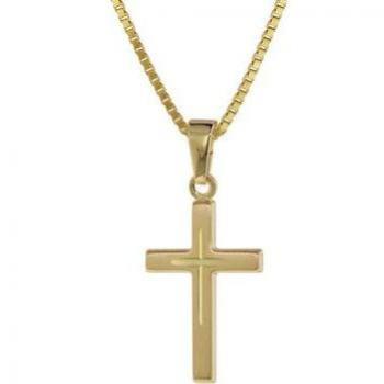 Trendor Kreuz-Anhänger Gold 333 8 Kt. + goldplattierte Silber-Halskette