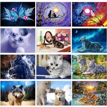 5D DIY Dierensculptuur in Diamanten – Volledige Cirkel, Lichtblauw, 20x30 cm
