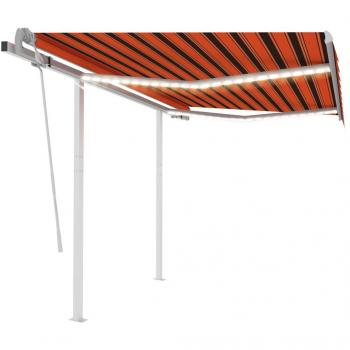 Retractable Shade Manual con LED Naranja y Marrón 3,5x2,5 m