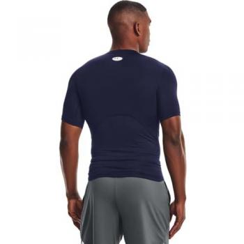 Camiseta de manga corta Under Armour HeatGear® Armour para hombre, compresión azul oscuro con detalles en blanco