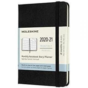 Moleskine 18-Monats-Notizkalender 2020/2021, Pocketformat, Schwarz