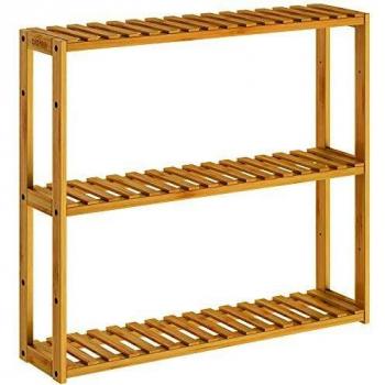 Scaffale da bagno in bambù con 3 ripiani regolabili 54x60x15cm