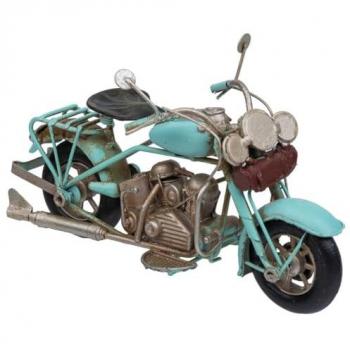 Escultura de Moto Azul Wanderlust – Metal 19.5x8x11.5 cm