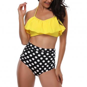 AMAGGIGO Ensemble de bikini 2 pièces taille haute pour femmes