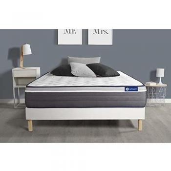 Matelas ACTIFLEX Plus 90x200 avec Ressorts ensachés et Mémoire de Forme + sommier KIT Blanc
