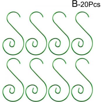 Festive S-Curved Metal Hooks – 20-Pack for Xmas Tree Balls
