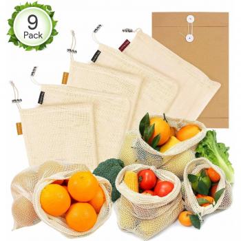 Oladwolf Obst & Gemüsebeutel 9er Pack – plastikfrei, wiederverwendbar
