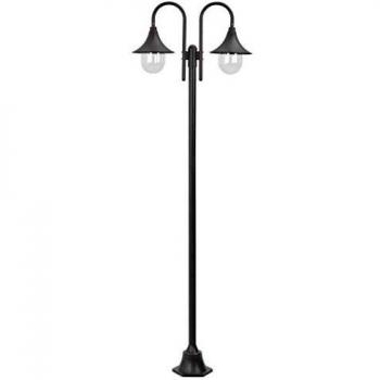 Capella Illuminating Garden Post Light Aluminium 2-Lantern Bronze 220cm