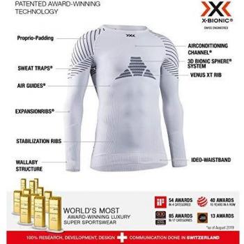 X-Bionic Invent 4.0 Women's Base Layer Long Sleeves Shirt, Bianco/Nero, XXS