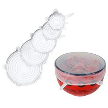 BURI Silikon-Frischhaltedeckel 5er-Set transparent