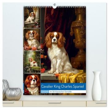 Cavalier King Charles Spaniel (hochwertiger Premium Wandkalender 2025 DIN A2 hoch) Kunstdruck in Hochglanz