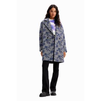 Casaco Feminino Cruzado Ponto Espiga Azul L