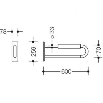 Hewi 801 Rail de maintien, 600 mm, gris anthracite