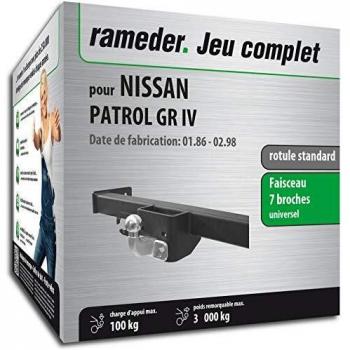 Rameder Pack, attelage rotule Standard 2 Trous + Faisceau 7 Broches pour Nissan Patrol GR IV