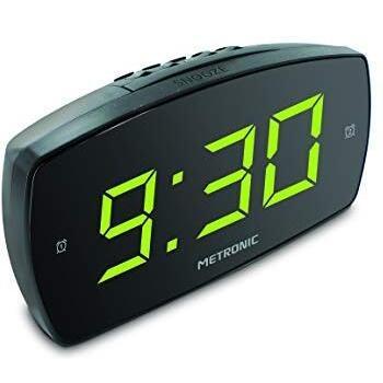 Réveil Metronic Double Alarme Affichage LED Noir