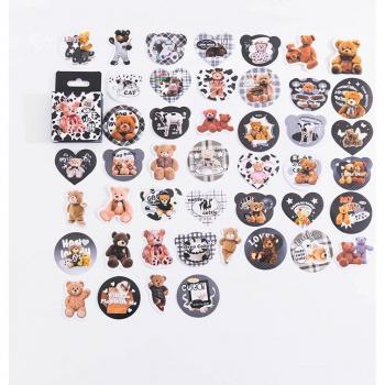 Cute Bear Decorative Stickers 45 PCS for Diary and Art Projects