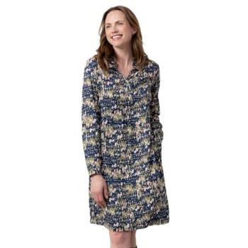 Geometric Print Long Sleeve Shift Dress – Navy, 14U
